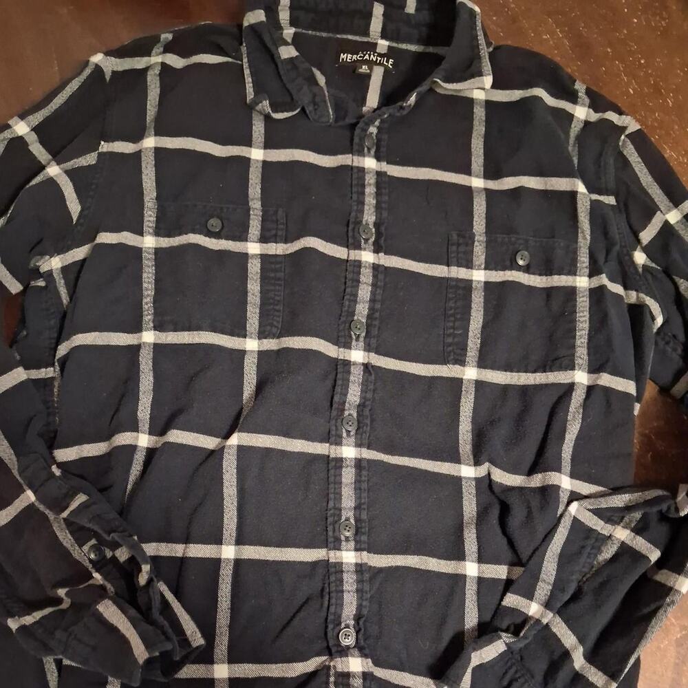 J.Crew Mercantile Men's Windowpane Grid Plaid Flannel Shirt - Size XL